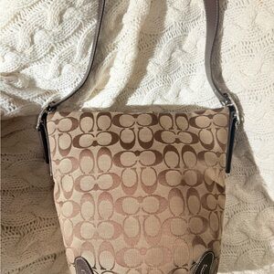 Coach Signature Brown Canvas & Leather “Bucket” Bag